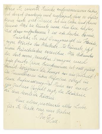 EINSTEIN, ELSA. Archive of 9 letters, each Signed, Elsa or Ihre Elsa or Elsa Einstein, to the wife of Berlin physician Gustav P.